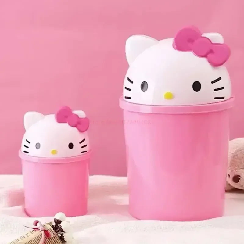 Sanrio Hello Kitty Kawaii Trash Can – Cute Dustbin for Bedroom & Living Room Garbage Disposal