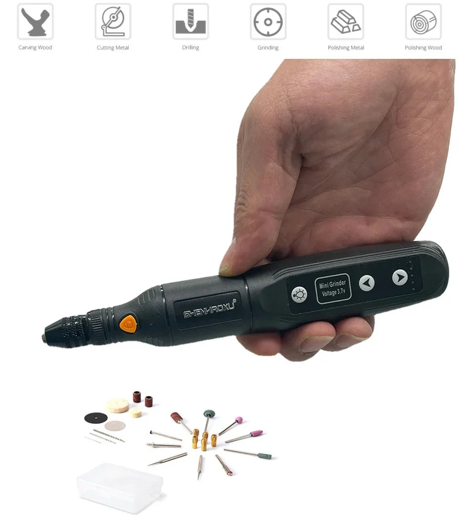 Cordless Electric Rotary Tool – 5-Speed Rechargeable Drill Grinder with LED & Removable Battery for Engraving & Woodworking