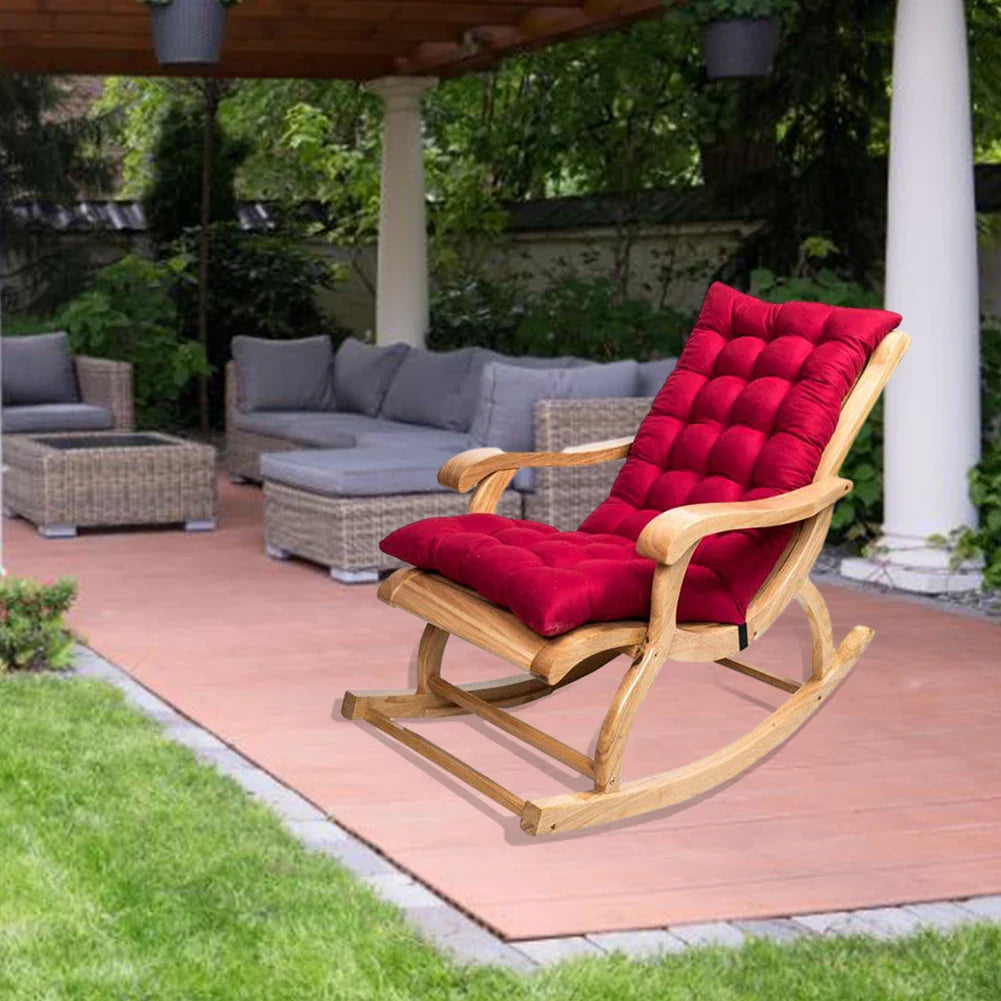 Outdoor Rocking Chair Cushion – Thick Quilted Suede Seat Pad with Pearl Cotton Filling, Soft Garden Chair Cushion with Ties