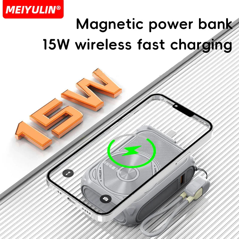 20000mAh Magnetic Wireless Power Bank – 10000mAh Portable Fast Charging Stand with USB Cable for iPhone, Samsung, Xiaomi