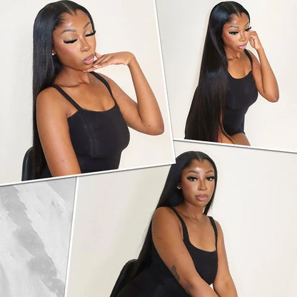 Straight Lace Front Wig – Brazilian Virgin Human Hair with Transparent Lace Frontal for Women
