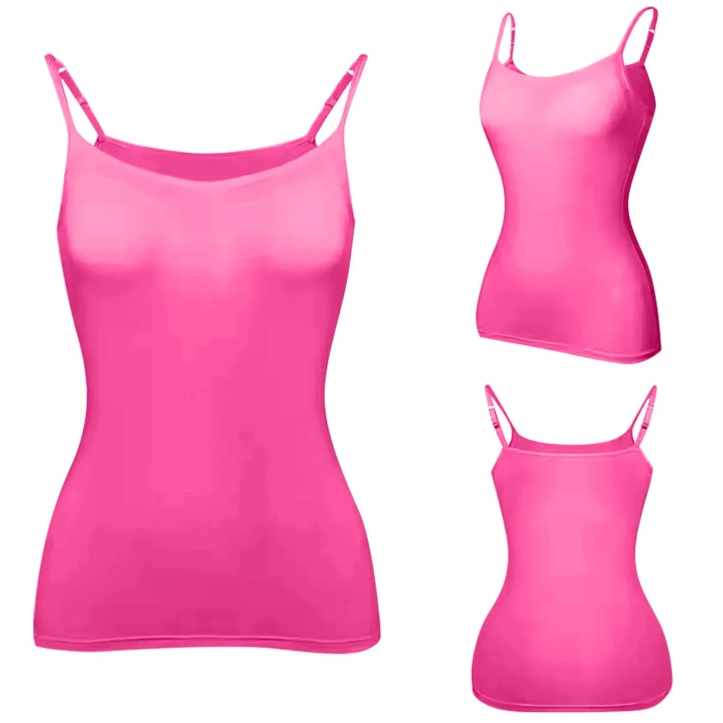 Women’s Solid Color Vest Top – Soft, Comfortable Daily Camisole with Chest Pad, Four Seasons Basic Fashion Layering Shirt