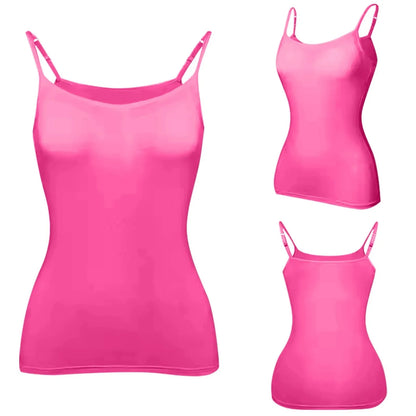 Women’s Solid Color Vest Top – Soft, Comfortable Daily Camisole with Chest Pad, Four Seasons Basic Fashion Layering Shirt