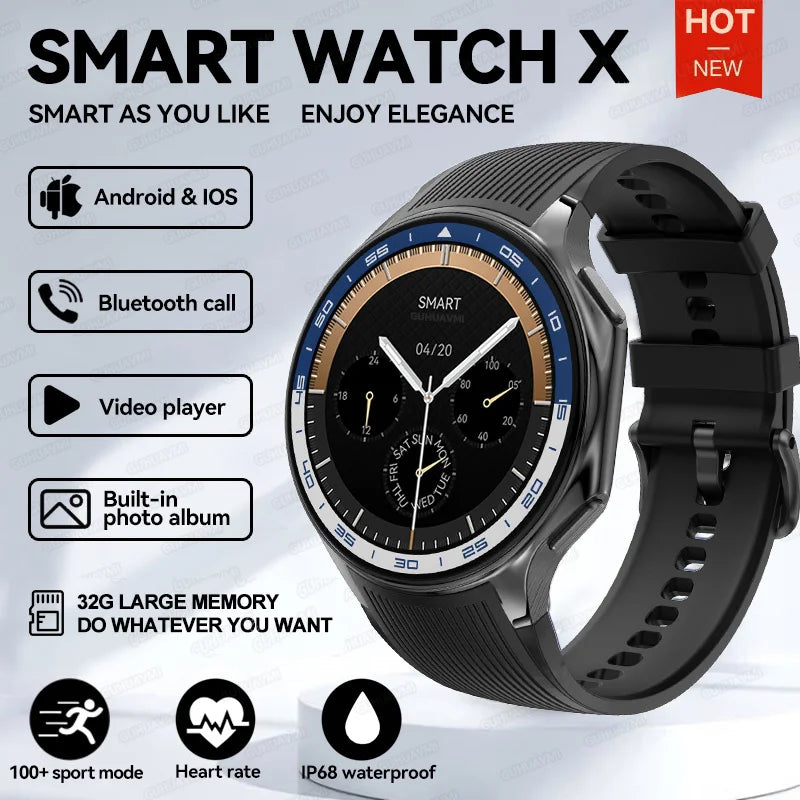 2024 OPPO Watch X Smartwatch — 4G, AMOLED Display, Music & Video, Bluetooth Call, IP68 Waterproof, Compatible with TWS Earphones