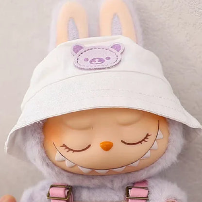 17cm Labubu Doll Clothes Set - Macaron Overalls with Color-Matched Accessories for Dolls