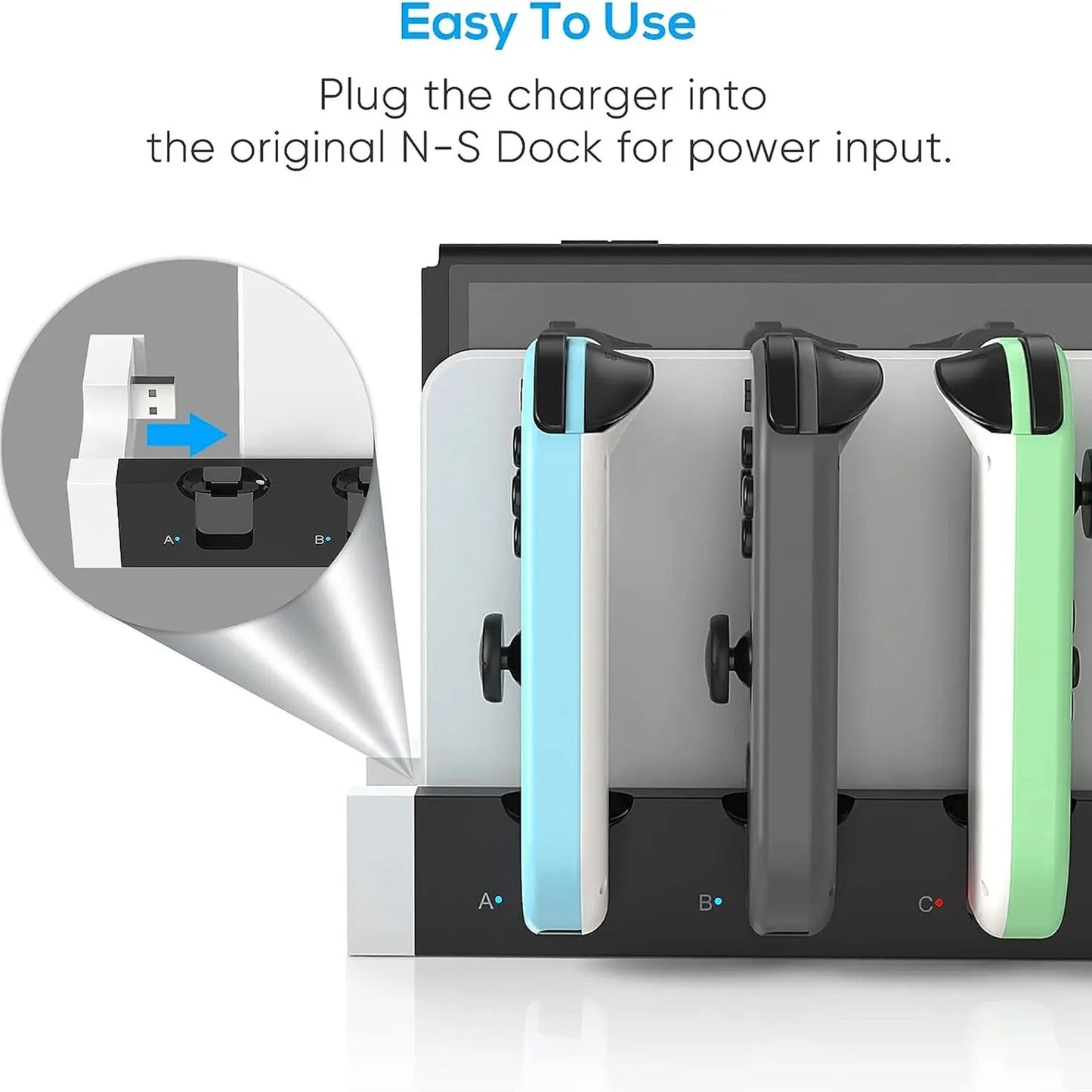 IPEGA PG-9186 Joycon Charging Dock Station for Switch & OLED – Charges Up to 4 Controllers, Compatible with All Models