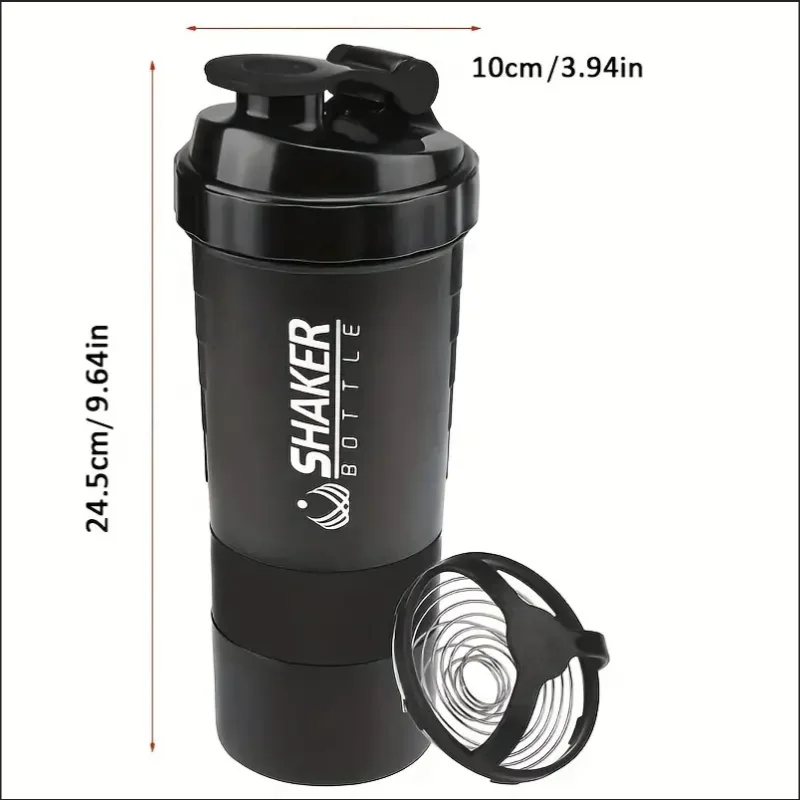 Shaker Bottle with Power Container - 2 Tier Protein Shake & Powder Sports Water Bottle for Gym & Fitness