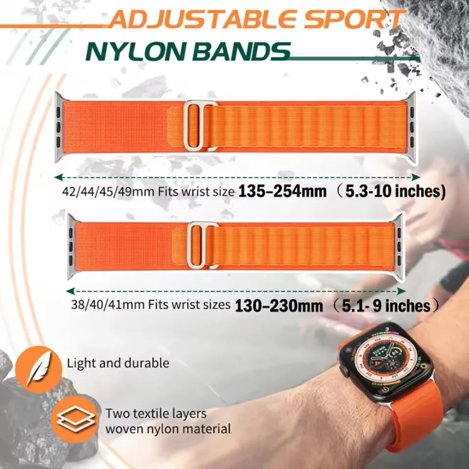 Alpine Loop Nylon Sport Strap for iWatch — Compatible with Series 4–10, 42/46/49mm Bands
