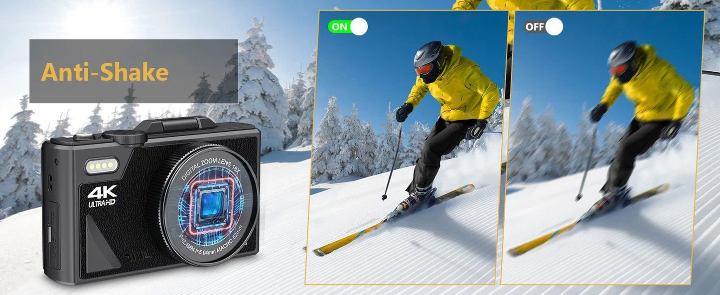 4K Camera for Photography – 18X Digital Zoom, 64MP Vlogging Camcorder, 3'' Flip Screen, WIFI Selfie Webcam for YouTube