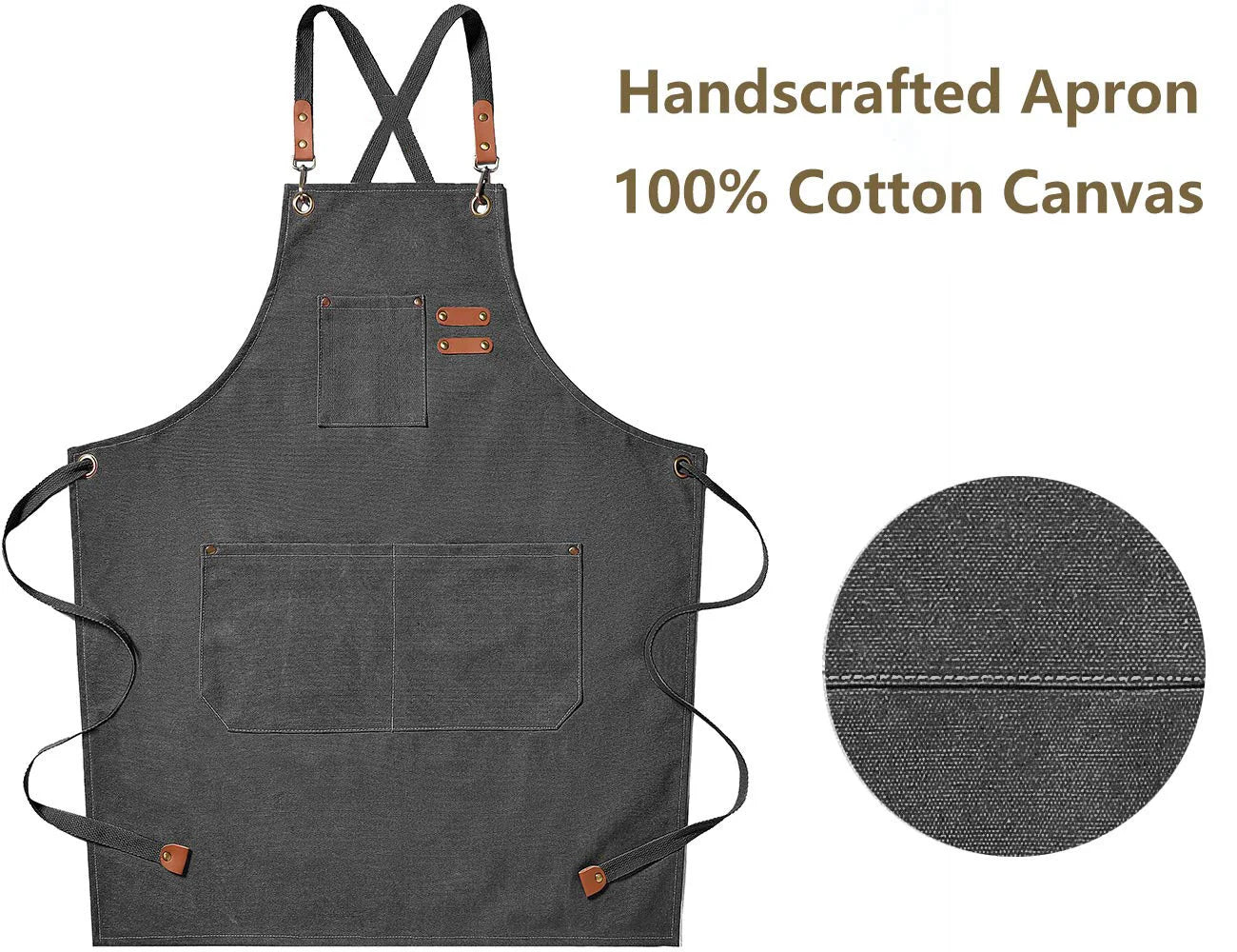 New Fashion Canvas Kitchen Apron – Unisex Chef Work Apron for Grill, Restaurant, Bar, Shop, Cafes, and Beauty Nail Studios