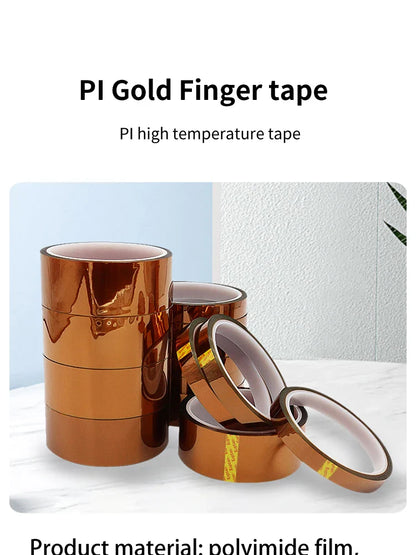 30m Gold Finger High-Temp Polyimide Tape – Anti-Static PET Insulation Tape for Lithium Batteries, Multi-Size Options