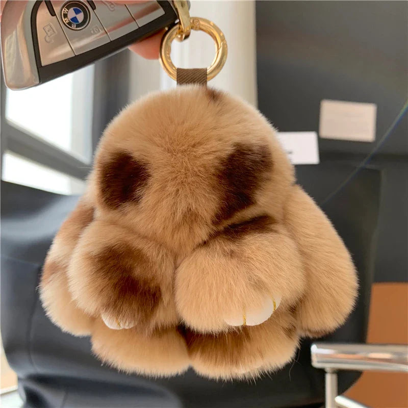 10cm Cute Plush Bunny Keychain – Women’s Fur Pom Pom Angel Rabbit Bag Charm & Toy Pendant for Girls