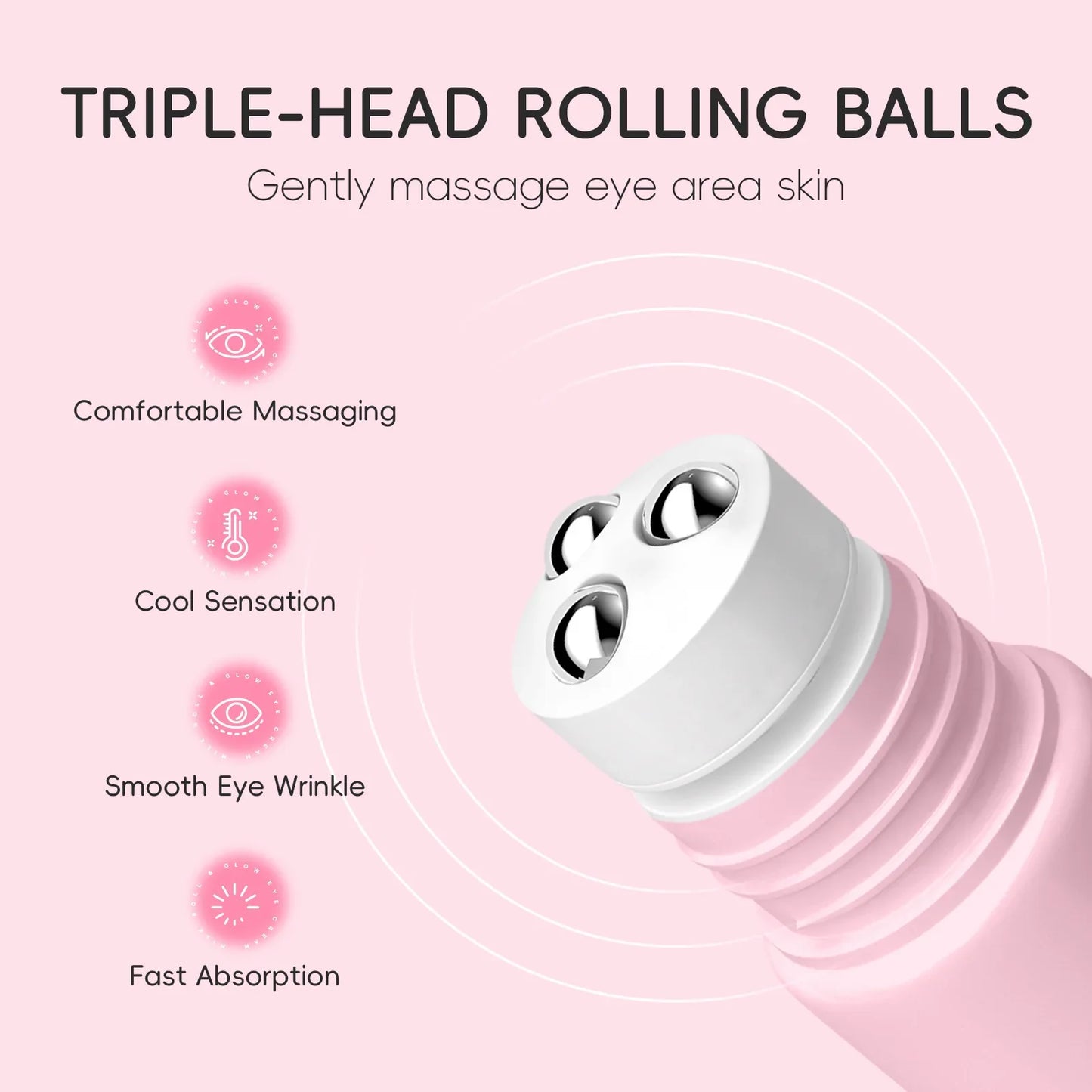 LAIKOU Sakura Eye Serum Roller — Hyaluronic Acid Moisturizing Cream for Eye Bags & Dark Circles, 15ml