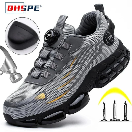 Rotating Button Safety Shoes for Men – Anti-Smash, Anti-Puncture Work & Security Protective Boots, Fashion Sport Design