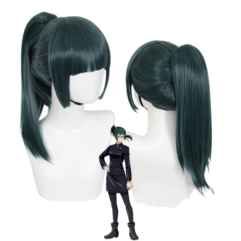Jujutsu Kaisen Maki Zenin Cosplay Costume — Glasses, Wig, Top & Skirt Full Set for Halloween, Women & Men Uniform