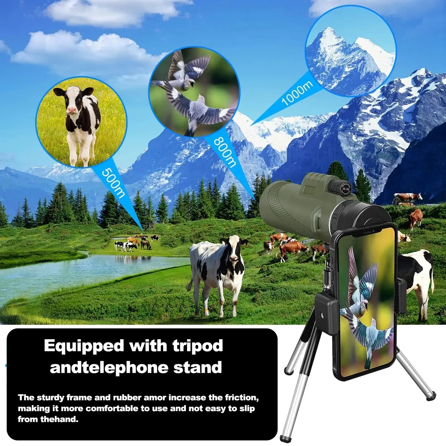 80x100 Portable HD Zoom Telescope | Folding Long-Distance Mini Telescope for Hunting, Camping & Travel