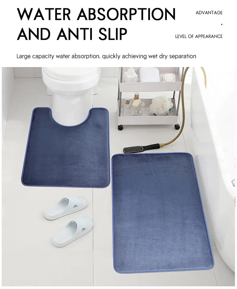 3 Piece Bathroom Mat Set – Non-Slip Toilet, Shower & Bath Floor Absorbent Rugs, Soft Comfortable Carpet for Laundry Room