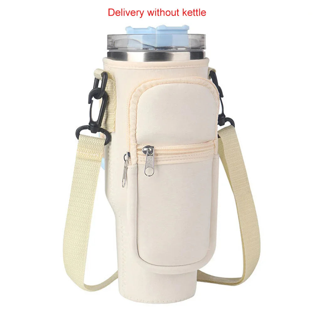 Portable Water Bottle Carrier Bag – Neoprene Holder with Phone Pocket for Stanley 40oz Tumbler with Handle