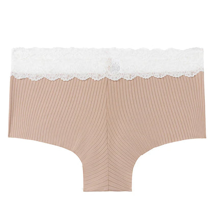 TrowBridge Women’s Seamless Silk Satin Panties – Lace Hollow Breathable Boyshort Underwear