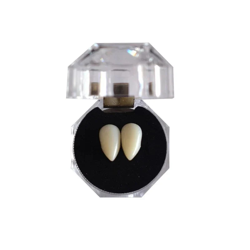 Vampire Fangs False Teeth - Halloween Costume Props with Denture Adhesive for Parties & Decor