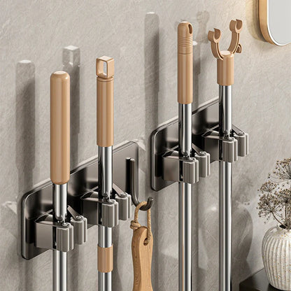Bathroom Mop Holder — Self-Adhesive Wall-Mounted Broom & Mop Hook, Sweeping Brush Storage Organizer, Kitchen Accessory