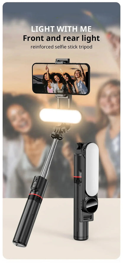 FANGTUOSI 2025 L15 Wireless Selfie Stick Tripod – Foldable Monopod with LED Light for Smartphones, TikTok & Live Shooting