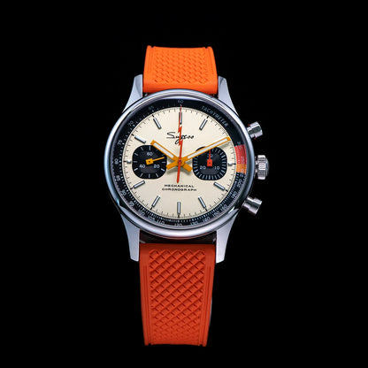 Sugess Pilot Men’s Chronograph Watch — Original ST1901 Mechanical Movement, Sapphire Crystal, Waterproof Racing Strap