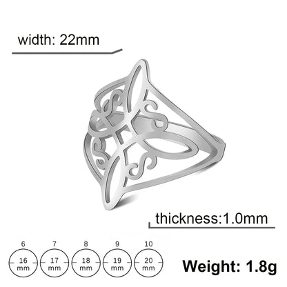Witch Knot Stainless Steel Ring – Wiccan Celtic Knot Amulet, Good Luck & Protection Jewelry for Men & Women