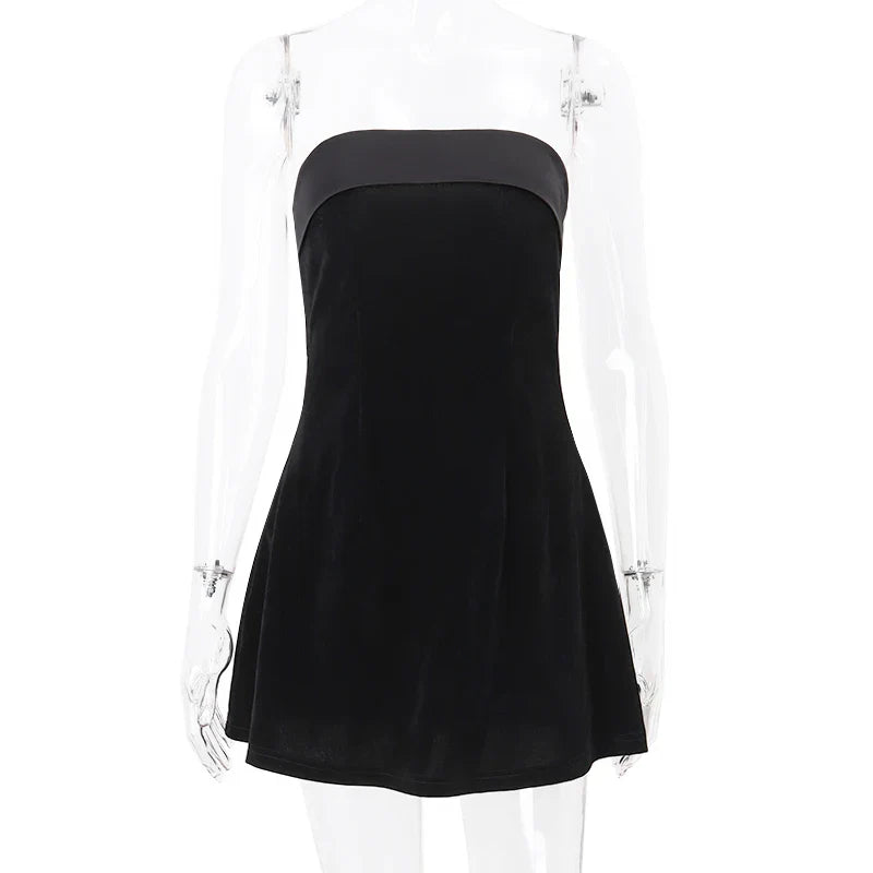 WhereMery Elegant Sleeveless Slash-Neck Mini Dress – Sexy Bodycon Backless A-Line Retro Evening & Club Party Dress for Women