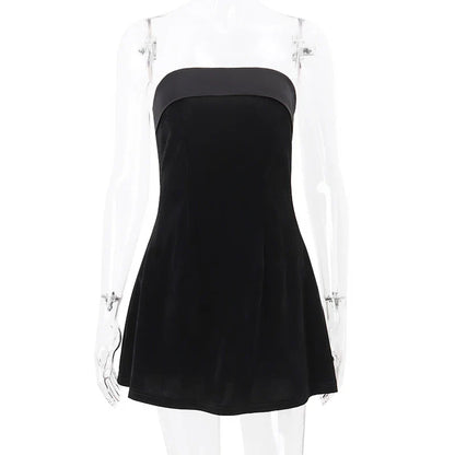WhereMery Elegant Sleeveless Slash-Neck Mini Dress – Sexy Bodycon Backless A-Line Retro Evening & Club Party Dress for Women