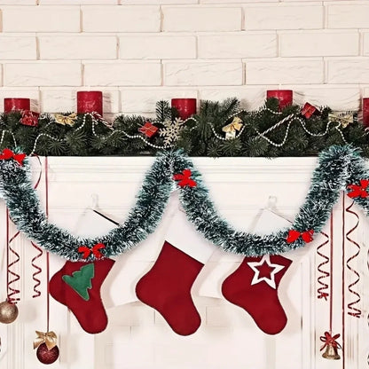 10M Christmas Tinsel Ribbon Garland with Bows – DIY Xmas Tree, Wreath & Holiday Decor