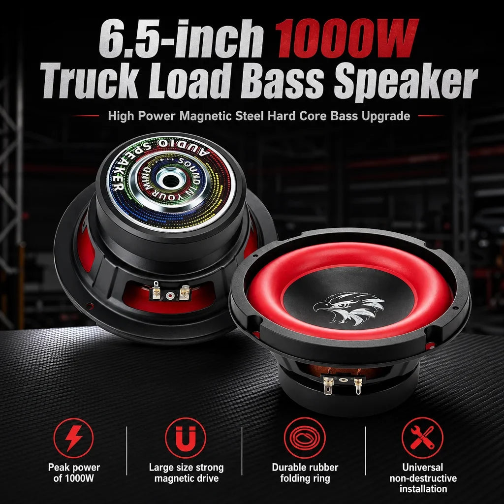6.5 Inch Car Speakers 1000W High Power - HiFi Subwoofer High Sensitivity Mid Bass Stereo Audio for Car, RV & Motorhome