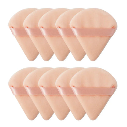 10/20PCS Triangle Velvet Powder Puffs – Mini Face Makeup Sponges, Washable & Lightweight Cosmetic Tools