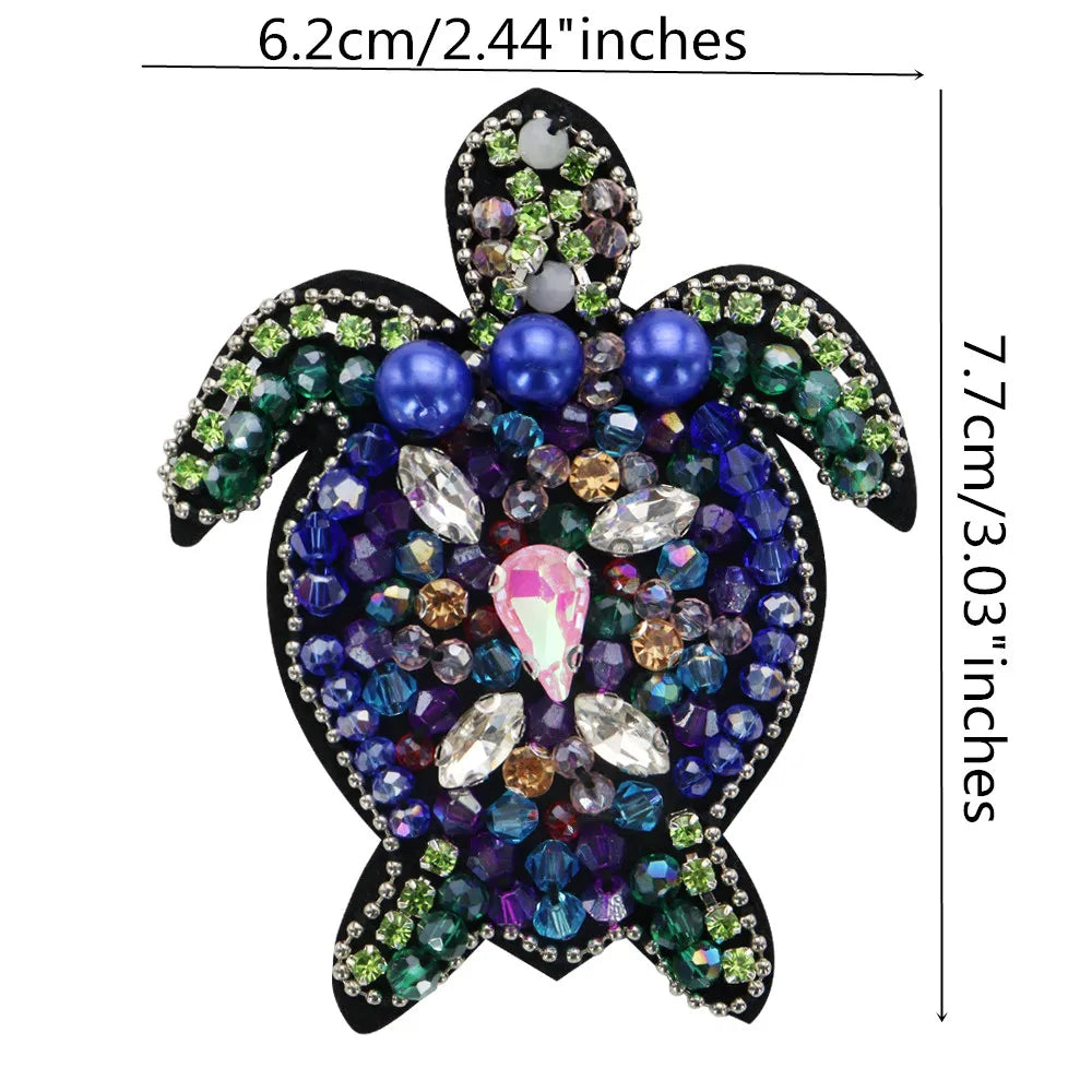 3D Handmade Ocean Animal Patches - Beaded Seahorse Crab Starfish DIY Sewing Accessories & Craft Ornaments
