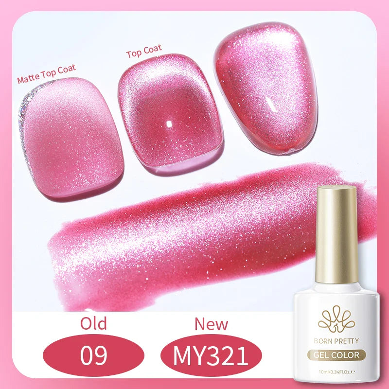 BORN PRETTY Cat Magnetic Gel Nail Polish 117 Colors 10ml Full Coverage Semi-Permanent Soak-Off Nail Varnish for Salon Manicure Glitter Cat Eye Nails