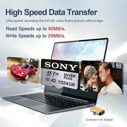 SONY High-Speed 1TB Micro SD Card — Full HD Memory Card for Phone, Tablet & PC (512GB/256GB/128GB/64GB)