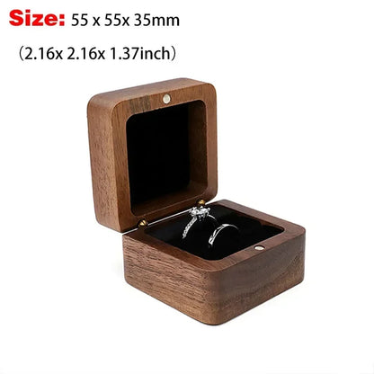 Personalized Walnut Wooden Ring Box - Custom Name Engagement & Wedding Anniversary Gift
