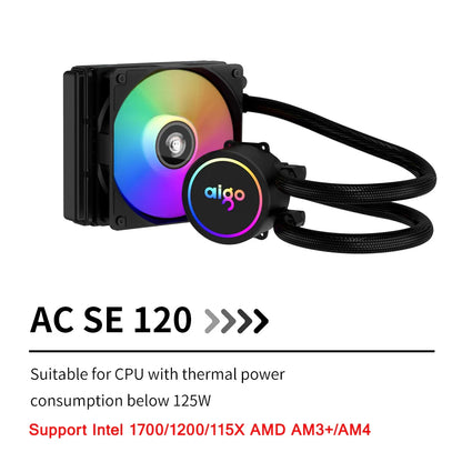 Aigo ACSE Water Cooling CPU Cooler – 120/240mm RGB Fan Liquid Heatsink Radiator for LGA 2066/2011/1151/1155/AM3+/AM4