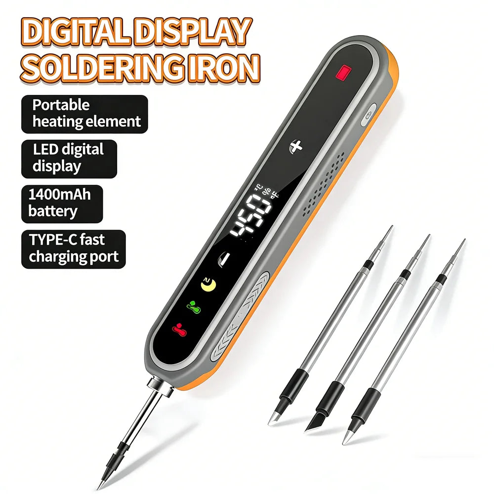Type-C Digital Soldering Iron Kit - Adjustable Temperature Mini Electric Repair Tool with Fast Heating