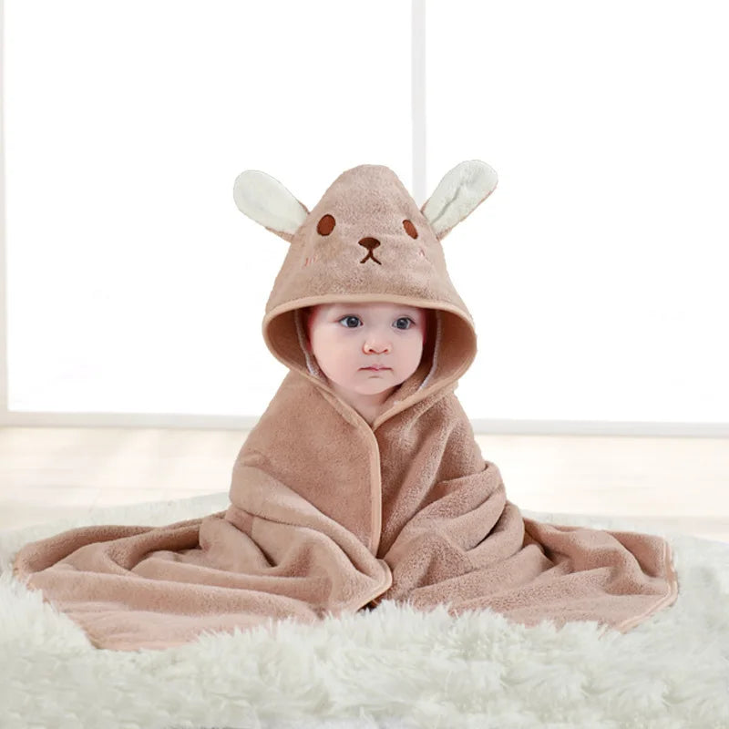 Animal Baby Bathrobe – Soft, Quick-Absorbent Hooded Coral Velvet Sleeping & Cuddle Robe for All Occasions