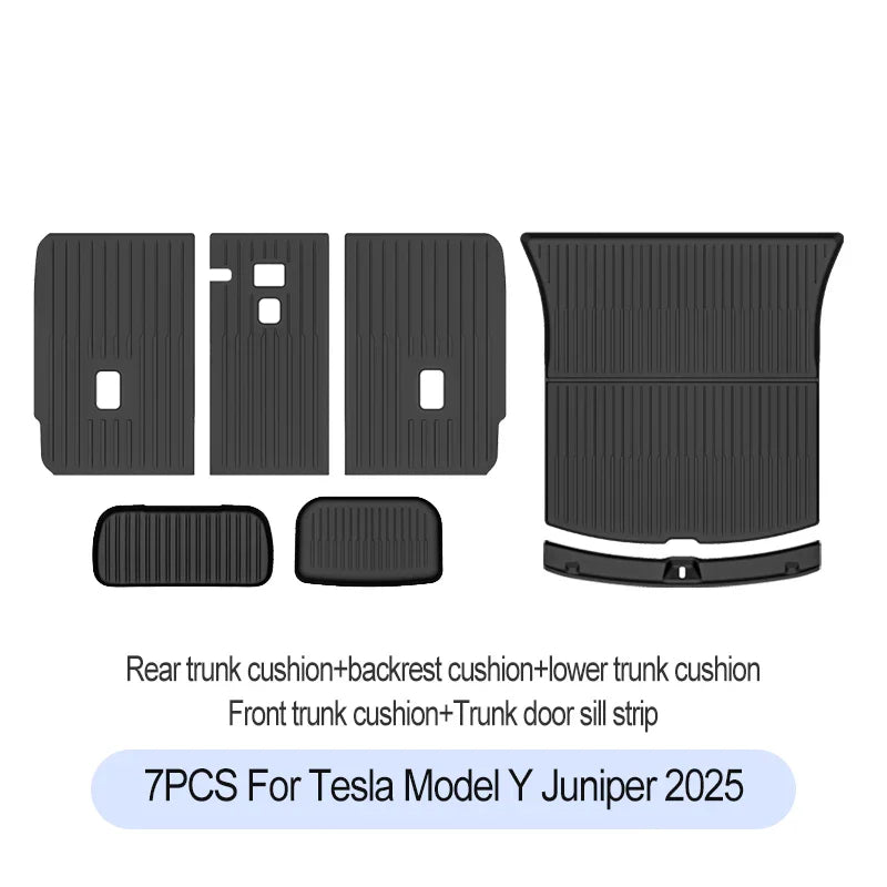 Tesla Model Y Juniper 2025+ TPE Floor Mats Set – Premium All-Weather Cargo & Trunk Liner, Wear-Resistant Car Interior Foot Protection Mats