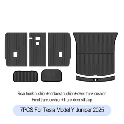 Tesla Model Y Juniper 2025+ TPE Floor Mats Set – Premium All-Weather Cargo & Trunk Liner, Wear-Resistant Car Interior Foot Protection Mats