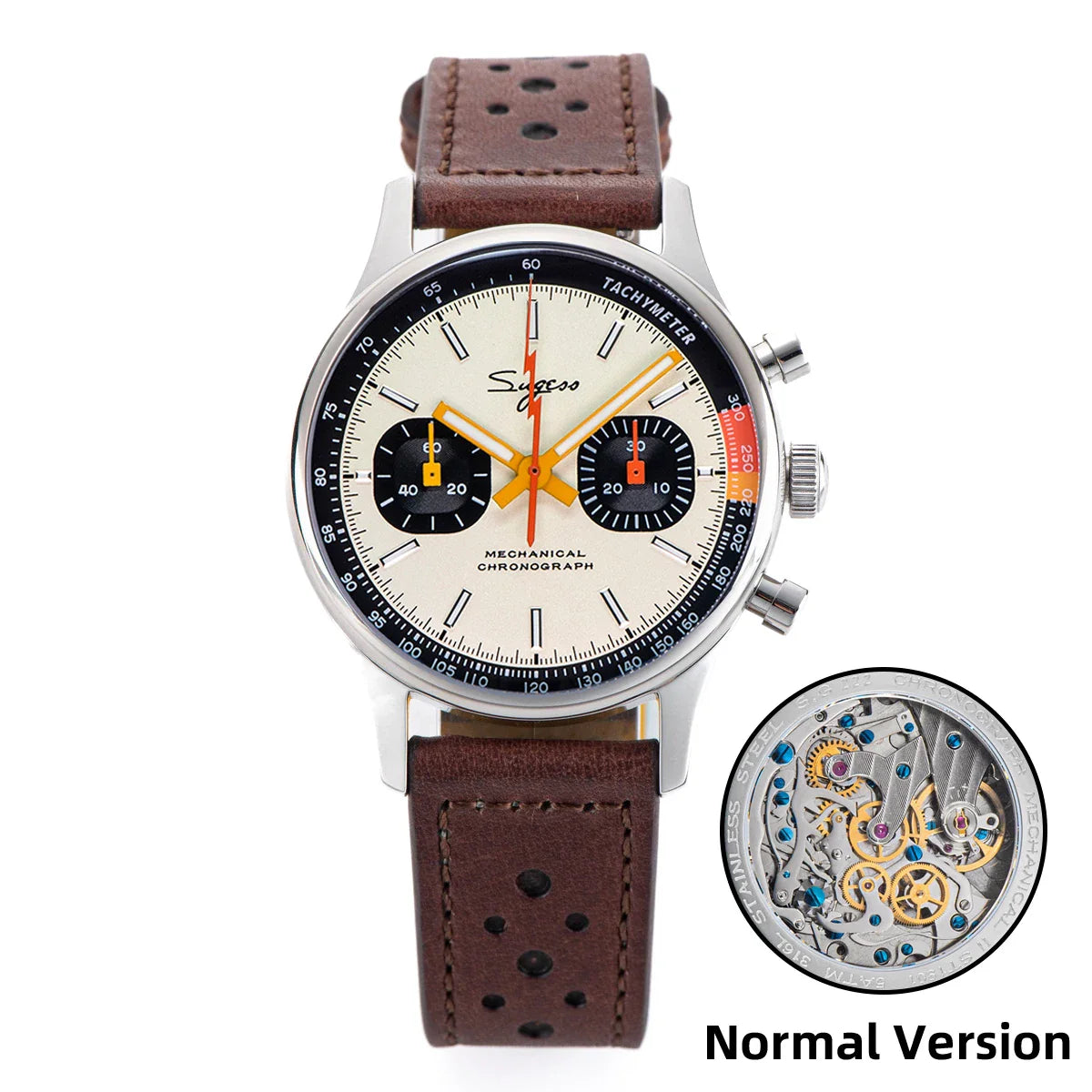 Sugess Pilot Men’s Chronograph Watch — Original ST1901 Mechanical Movement, Sapphire Crystal, Waterproof Racing Strap