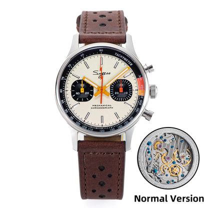 Sugess Men's Chronograph Mechanical Watch – Seagull ST19 Swan Neck Movement with Sapphire Crystal Racing V2