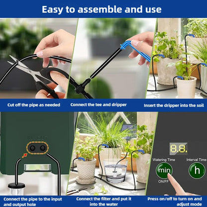 Solar Automatic Drip Irrigation System for Garden & Balcony – DIY Outdoor Watering Kit with Drip Hose