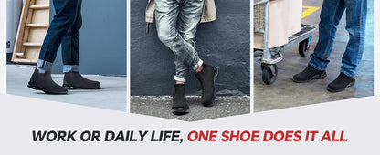LARNMERN Steel Toe Water Resistant Work Boots for Men & Women Non-Slip Safety Sneakers Slip-On with Air Cushion