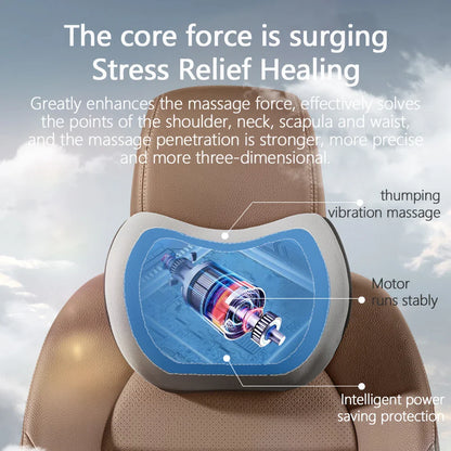Car Electric Lumbar & Neck Massage Cushion | Single Headrest Vibration Pillow for Seat Support