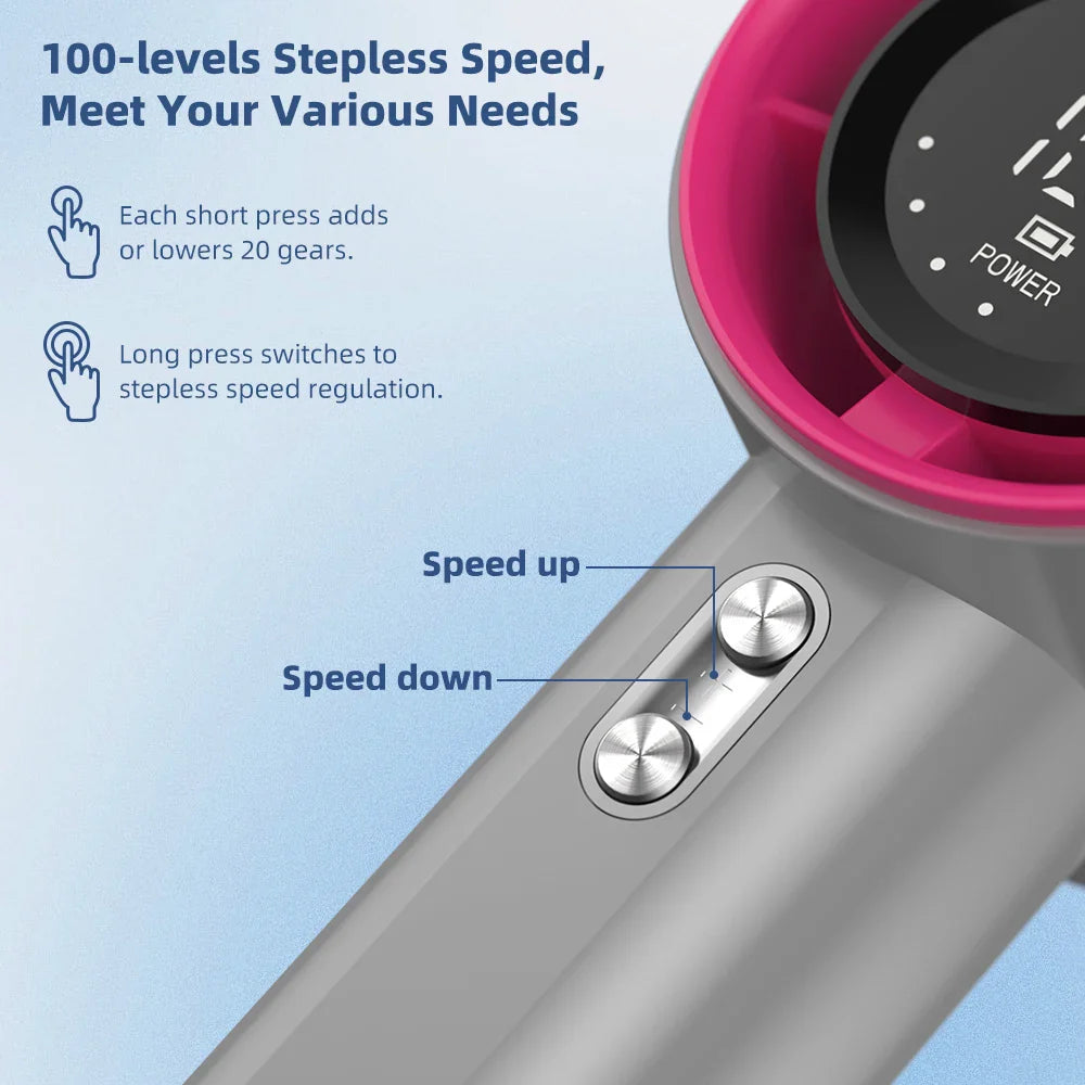 Mini Rechargeable Handheld Fan — Strong Wind with 100-Speed Digital Display