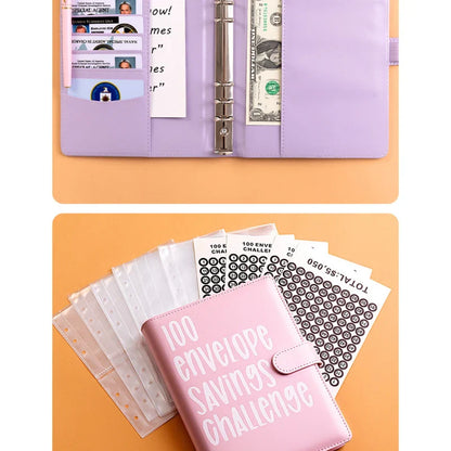 100 Envelope Challenge Binder – Savings Challenge Loose-Leaf Budget Binder with Cash Envelopes, Money Organizer System