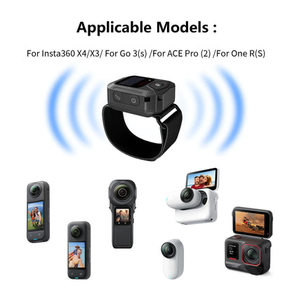 Bluetooth Remote Control with Built-in GPS for Insta360 X5 & Ace Pro 2 – Wristband & Bicycle Mount Action Camera Accessory